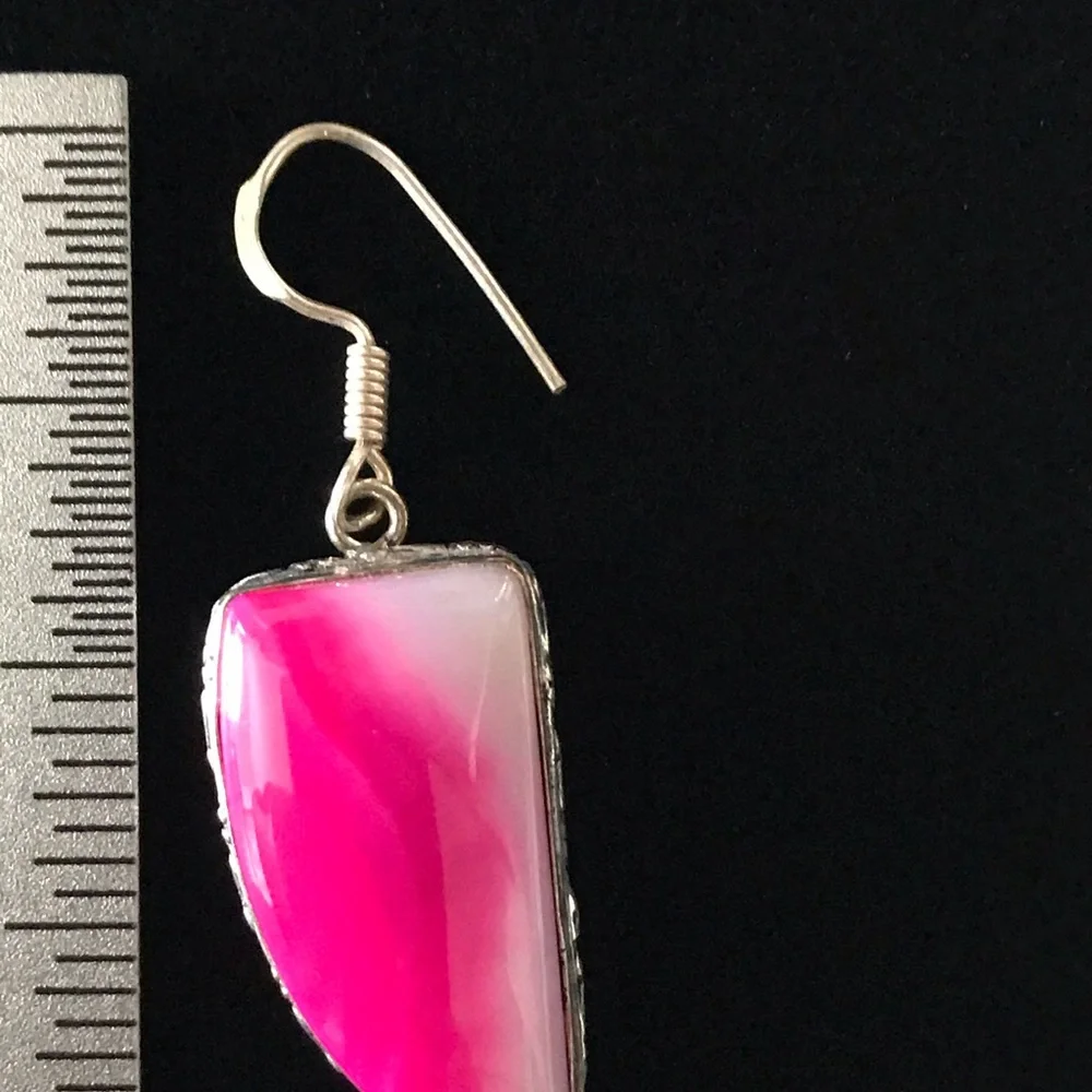 Pink Botswana Agate Earrings - Picture 3 of 5